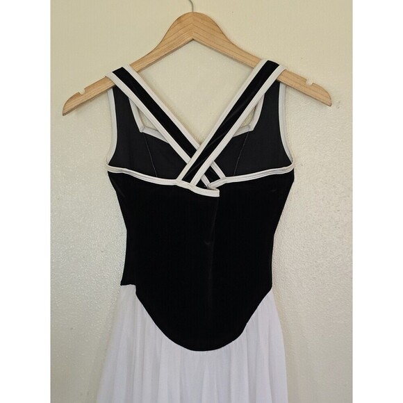 Curtain Call Dance Costume Dress Womens Size ASM Small Black Velvet With White - Picture 5 of 11